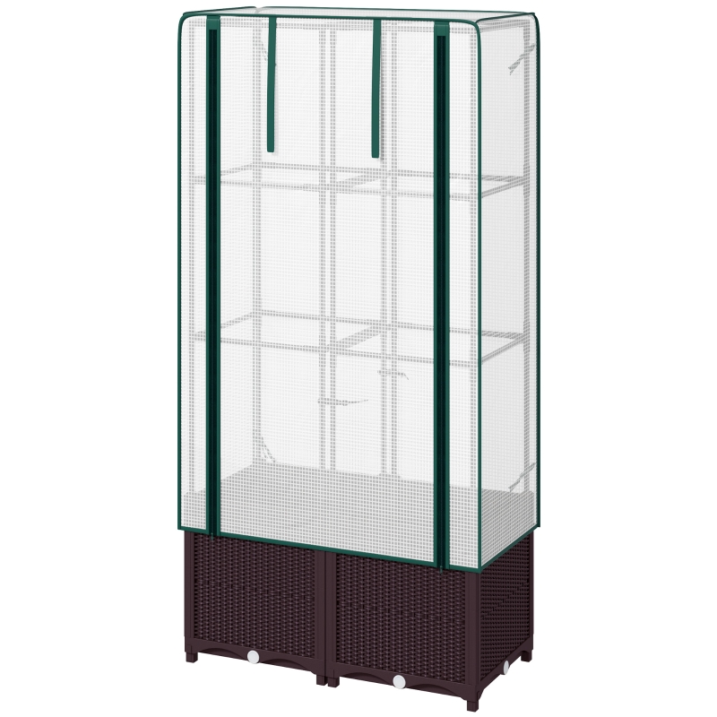 Best Raised Garden Bed with Trellis, Plastic Planter Box with PE Cover, Drainage Holes and Drain Plugs for Climbing Plants, Vegetables, Flowers, 80 x 40 x 140 cm - Image 11