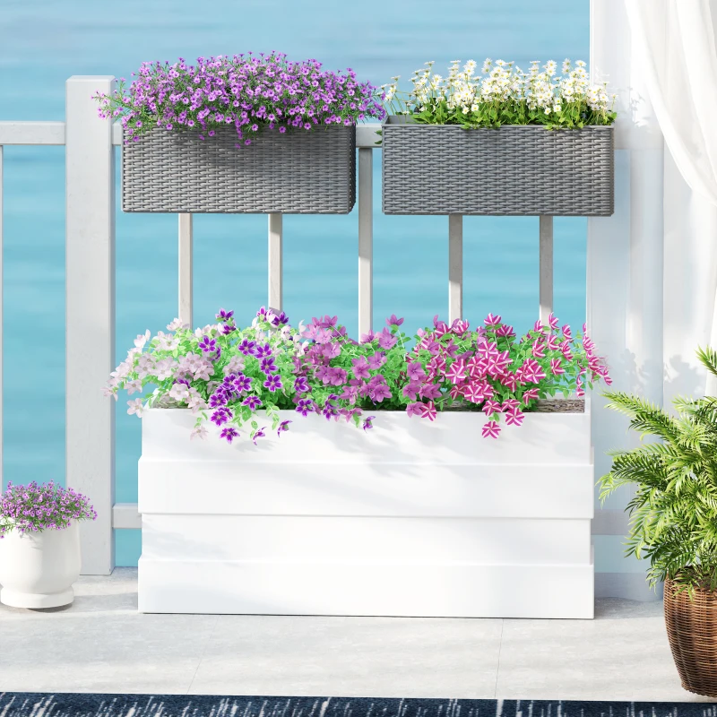 Best Set of Two Rattan-Effect Planters - Grey - Image 2