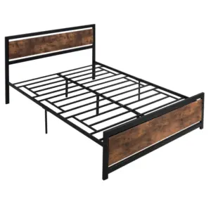 Best King Size Metal Bed Frame with Headboard & Footboard, Strong Slat Support Full Bed Frame w/ Underbed Storage Space, Bedroom Furniture For Adults