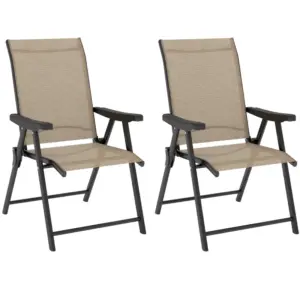 Best Set of Two Folding Outdoor Chairs - Brown/Black