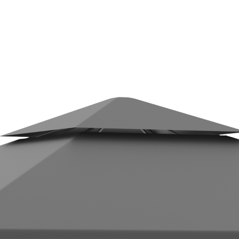 Best 3 x 3m Outdoor Steel Gazebo with 2 Tier Roof, Garden Gazebo Patio Canopy Marquee Shelter with Decorative Steel Frame - Grey - Image 9