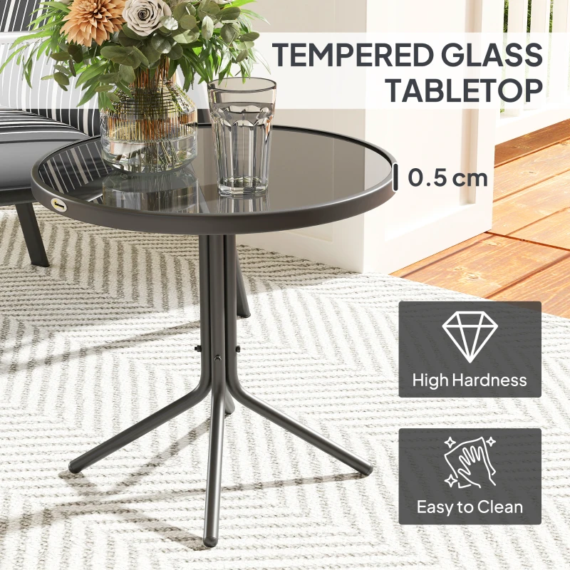 Best 3-Piece Patio Bistro Set, 5-Position Adjustable Recliner Garden Chairs and Tempered Glass Table, Garden Furniture Set with Cushions, High Back, Armrests, Metal Frame for Balcony Patio, Grey - Image 5