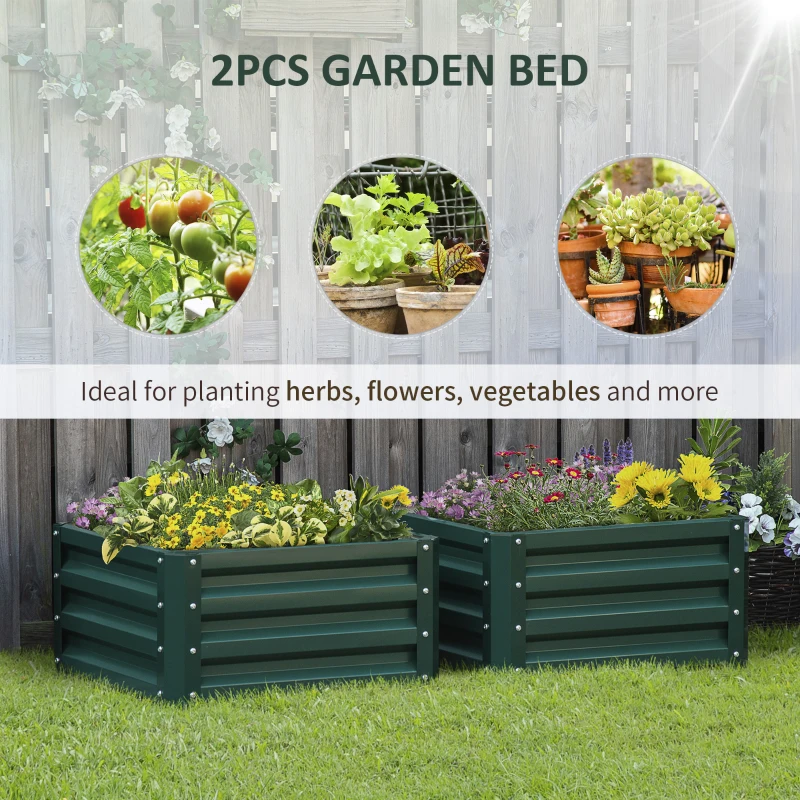 Best Set of Two 60 x 60cm Steel Planter Boxes - Green - Image 4