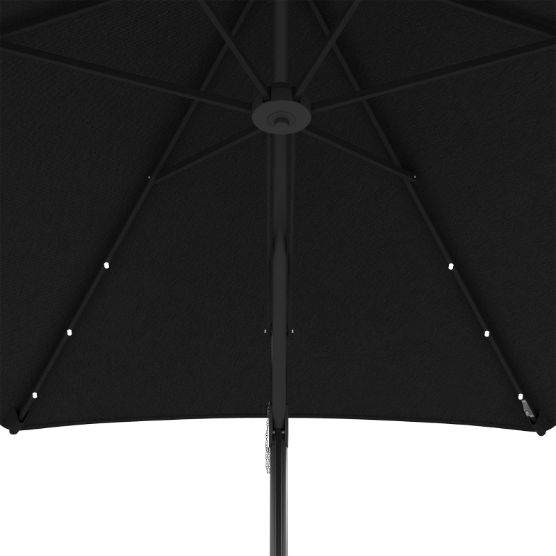 Best 3(m) Garden Parasol Cantilever Umbrella with Solar LED, Cross Base and Waterproof Cover, Black - Image 9