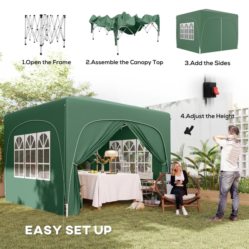 Best 3 x 3m Pop-Up Gazebo Shelter, with Accessories - Dark Green - Image 4