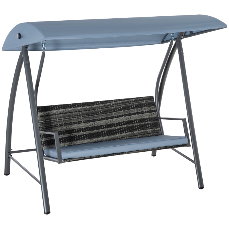Best 2-3 Seater Outdoor Garden Rattan Swing Chair with Adjustable Canopy Removable Cushion Hammock Seater Bench Bed Lounger, Mixed Grey - Image 12