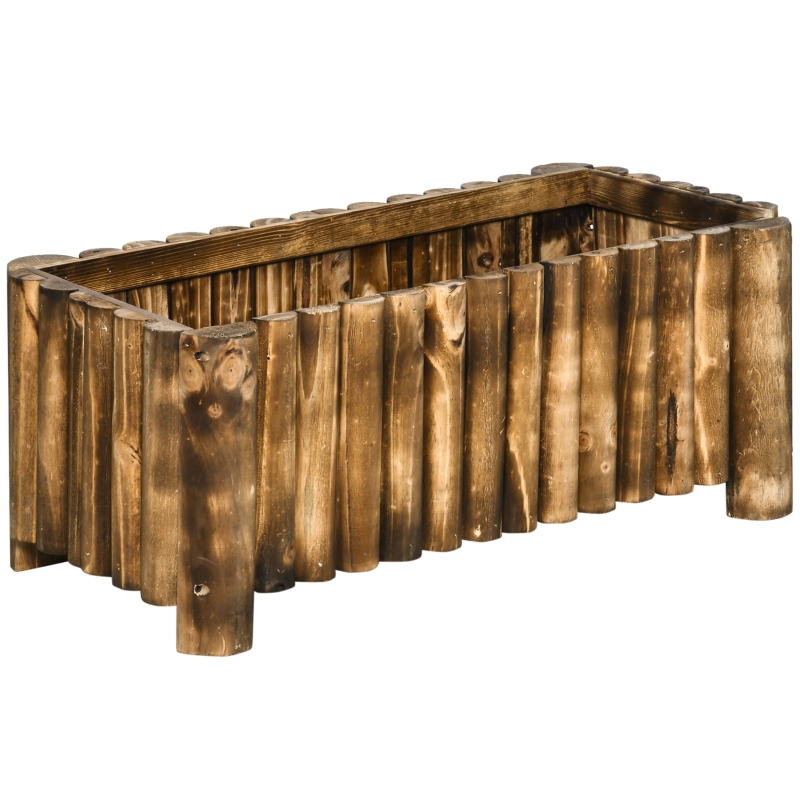 Best 52L Raised Flower Bed Wooden Rectangular Planter Container Box Herb Pot Flower Pot 78L x 35W x 30H (cm) - Image 12