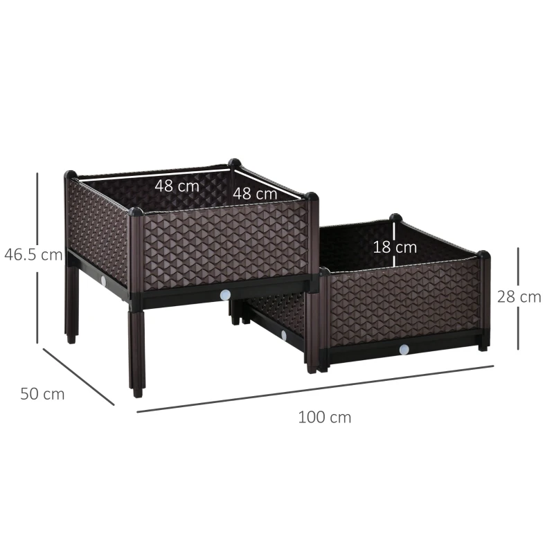 Best 50cm x 50cm x 46.5cm Set of 2 41L Plastic Raised Garden Bed, Planter Box, Flower Vegetables Planting Container with Self-Watering Design and Drainage Holes for Patio Balcony - Image 3