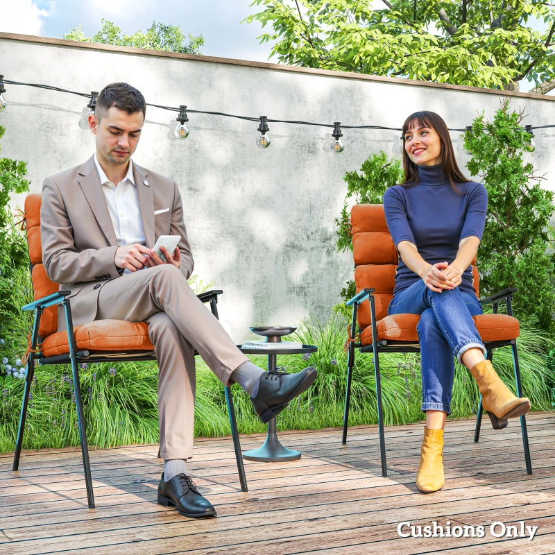 Best Set of Two Padded Outdoor Seat Cushions - Orange - Image 6