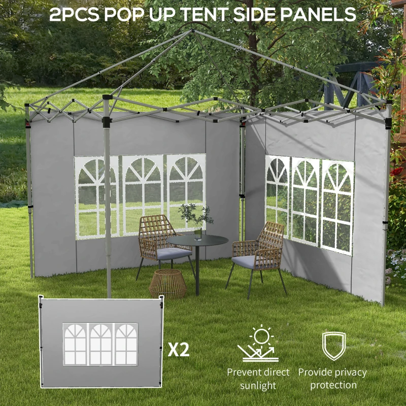 Best Gazebo Side Panels, Sides Replacement with Window for 3x3(m) or 3x4m Pop Up Gazebo, 2 Pack, Grey - Image 4