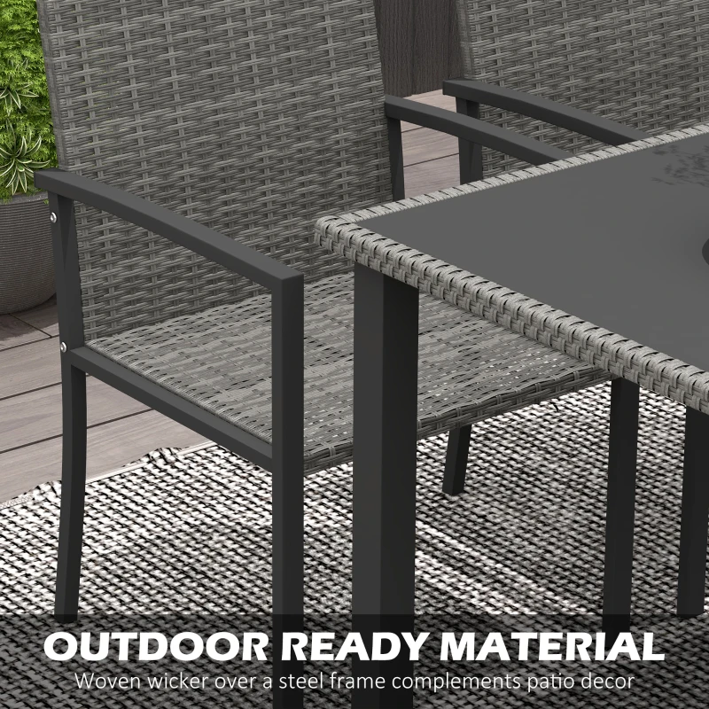 Best Outdoor Dining Set 5 Pieces Patio Conservatory with Tempered Glass Tabletop,4 Dining Chairs - Grey - Image 6