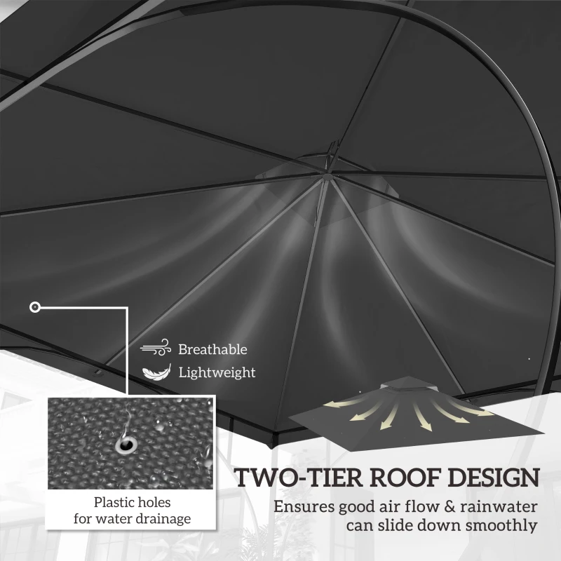 Best 3x3(m) Replacement Gazebo Canopy, Double Tier Roof Top for Garden, Patio, Outdoor, Black (TOP ONLY) - Image 6