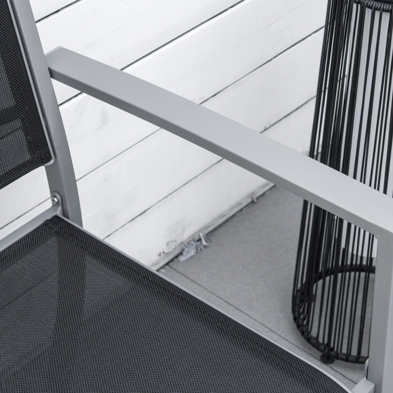 Best Garden Chairs Set Of 2 Outdoor Chairs with Steel Frame Texteline Seats for Dining Patio Balcony Grey and Black - Image 9