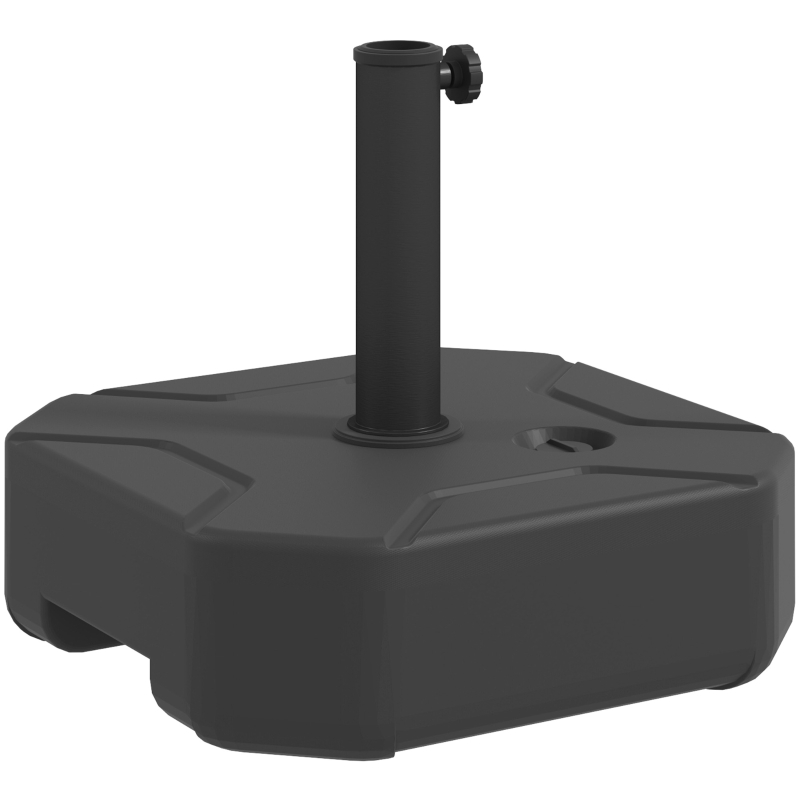 Best Square Garden Parasol Base, Garden Umbrella Stand Heavy Duty Parasol Base, Filled Up to 25kg with Stand or 20kg with Water for for 38, 48 mm Poles, Black