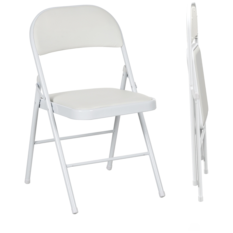 Best Set of Two Cushioned Steel Folding Chairs - White - Image 11