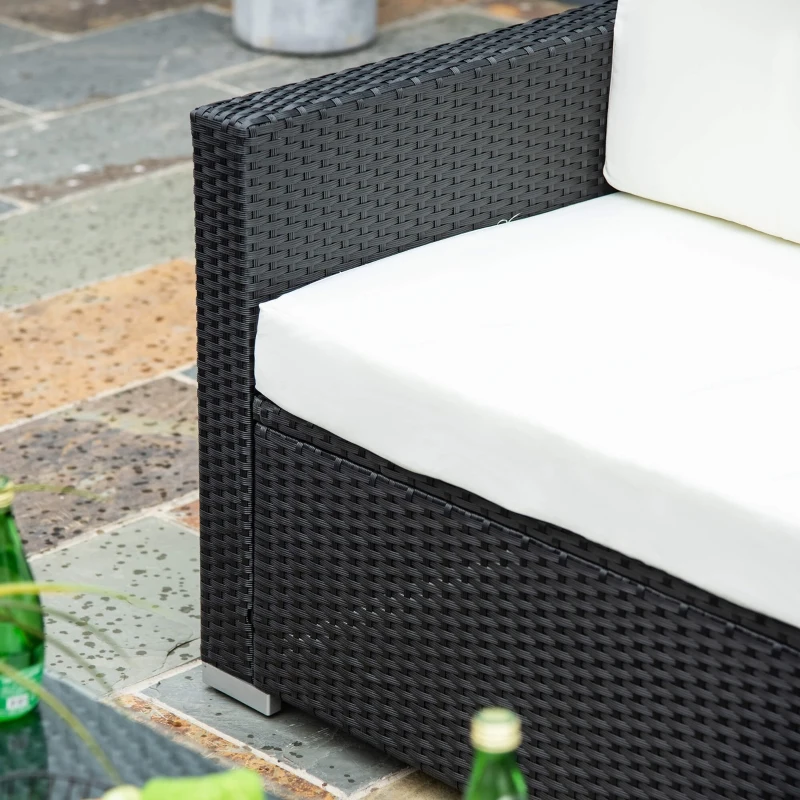 Best 4-Seater Rattan Sofa Set Garden Rattan Furniture Wicker Steel Chair Seat Furniture Patio Rattan Garden Sofa Black - Image 8