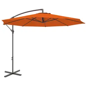 Best 2.45m Overhanging Cantilever Parasol, with Cross Base - Orange