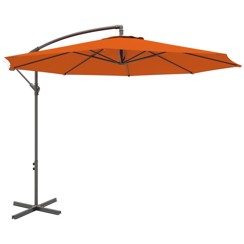 Best 2.45m Overhanging Cantilever Parasol, with Cross Base - Orange