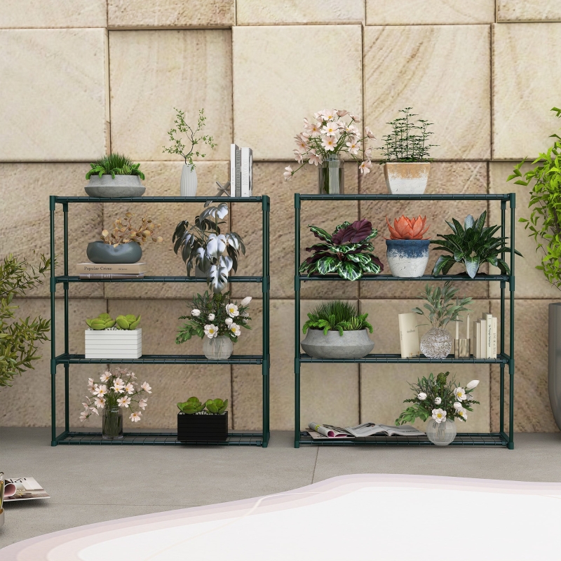 Best Modern Plant Stand, 4-Tier Planter Holder with Steel Frame, Outdoor Flower Display Rack for Potted Plants Garden Balcony Decor, Dark Green - Image 10