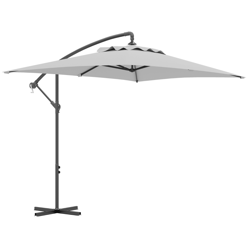 Best 3(m) Cantilever Overhanging Parasol, with Cross Base - Light Grey