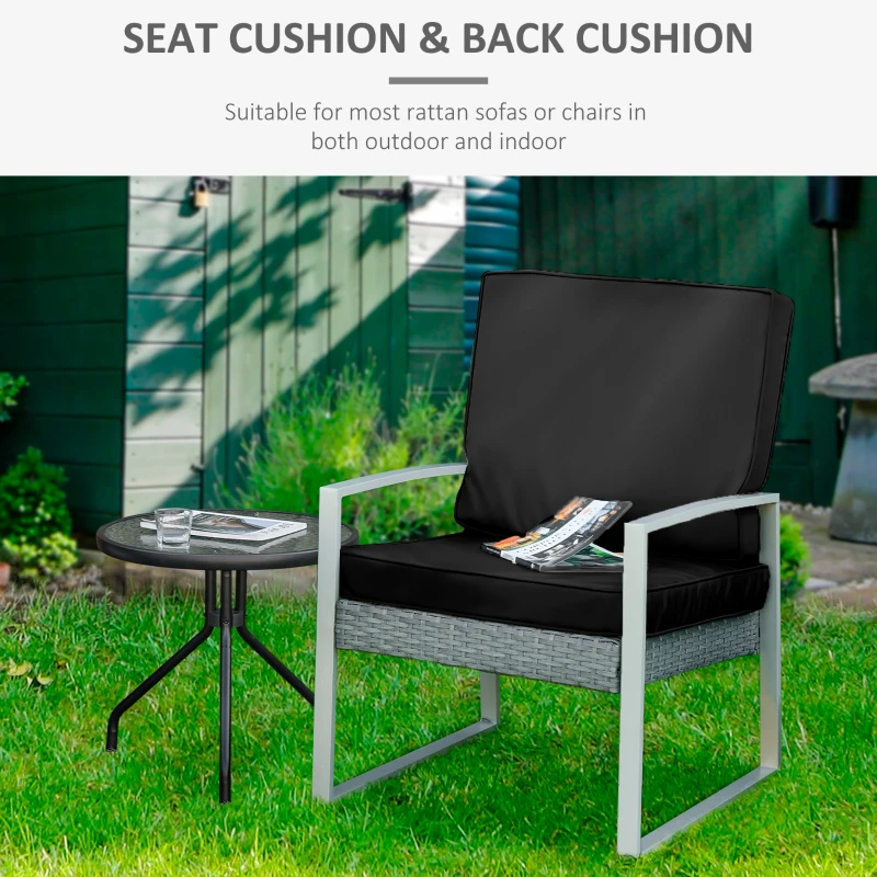 Best 2 Piece Garden Chair Cushions with 1 Seat Cushion 1 Back Pad for Rattan Sofa Chair, Outdoor Seat Pads for Indoor and Outdoor Use, Black - Image 4