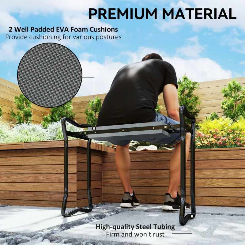 Best 2 In 1 Garden Kneeler Seat Kneeling Pad Support Bench Foldable Knee Protector, Grey - Image 6