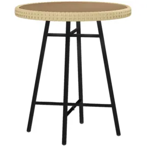 Best Rattan Border Outdoor Side Table - Natural Wood Finish