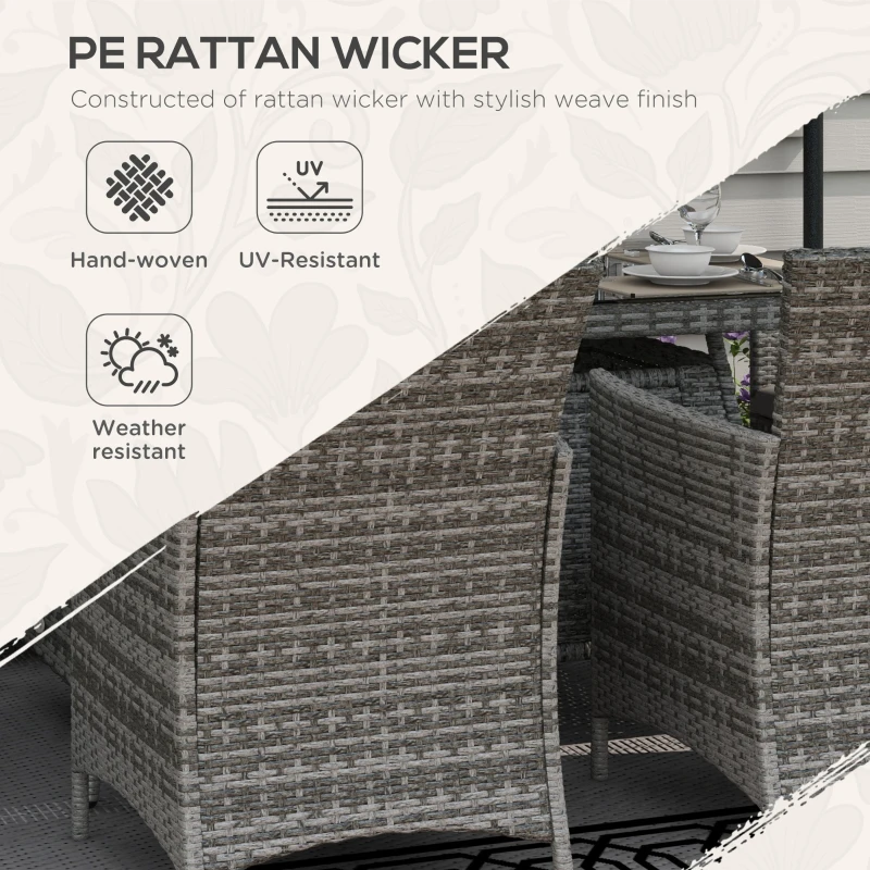 Best 7 Pieces Outdoor Rattan Garden Furniture with Fire Pit Table, 6 Seater Garden Table and Chairs with Cushions, Rattan Dining Set with Propane Heater Table, Windscreen, 50,000 BTU, Grey - Image 4