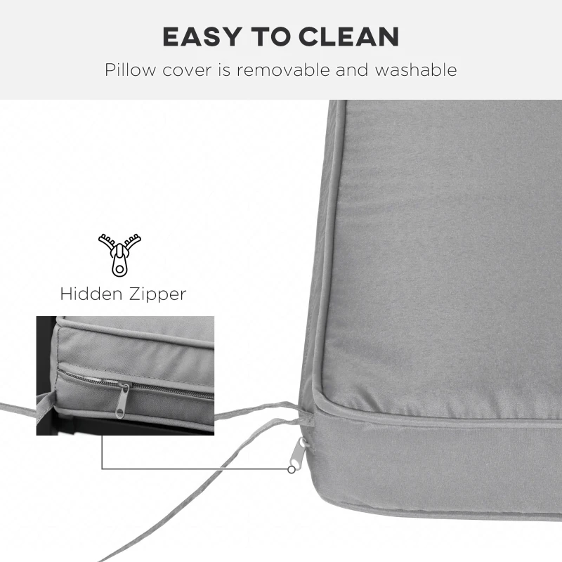 Best 2 Seater Garden Bench Cushion -Light Grey - Image 5