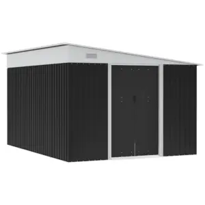 Best 3.3 x 2.68m Corrugated Metal Shed - Black