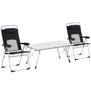 Best 3 Piece Folding Camping Table and Chairs Set, Backpacking Chairs with Portable Table