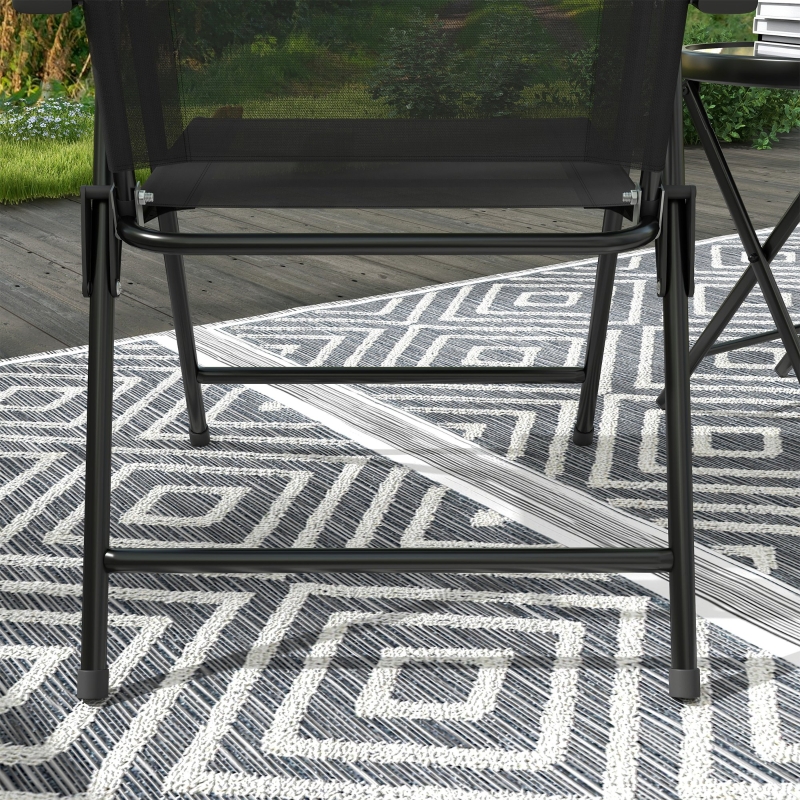 Best Three-Piece Garden Seat Set, with Glass-Top Table - Black - Image 9