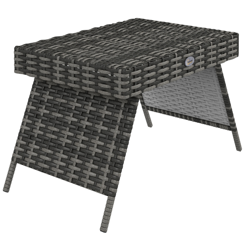 Best Foldable Outdoor Side Table, Rattan Garden Coffee Table with Steel Frame, Space Saving Bistro Garden Furniture for Patio, Balcony, 60 x 41 x 41 cm, Mixed Grey - Image 11
