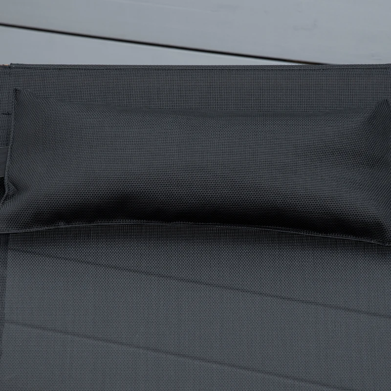 Best Ergonomic Patio Lounge Chair Wooden Outdoor Chaise w/ 3 Adjustable Back and Removable Headrest Pillow for Garden Black - Image 8