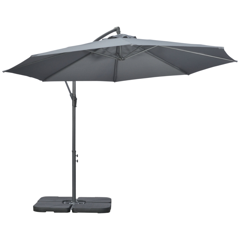 Best 3(m) Garden Parasol Sun Shade Banana Umbrella Cantilever with Crank Handle, Cross Base Dark Grey - Image 11