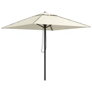 Best 215cm Square Canopy Parasol, with Contrast Piping - Beige/Brown