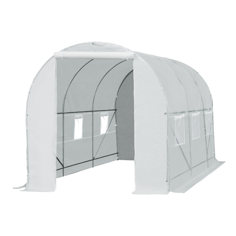 Best 4.5 x 2 x 2 m Polytunnel Greenhouse, Walk-in Green House for Garden with Mesh Windows, Galvanised Steel Frame, White - Image 10
