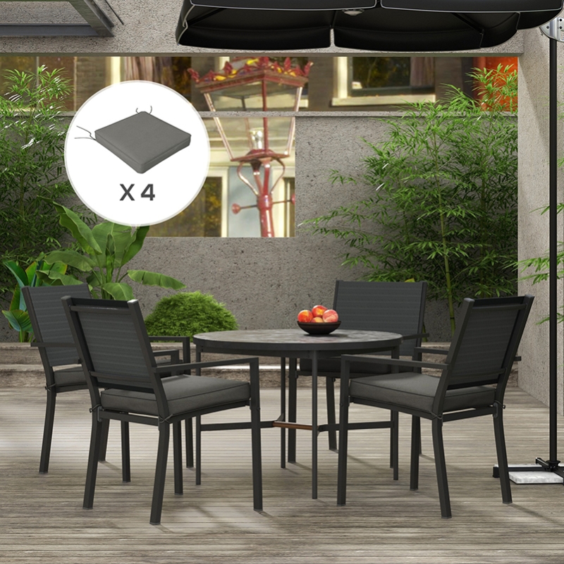 Best 4-Piece Seat Cushions Pillow Replacement, Patio Chair Cushions Set with Ties for Indoor Outdoor, Charcoal Grey - Image 10