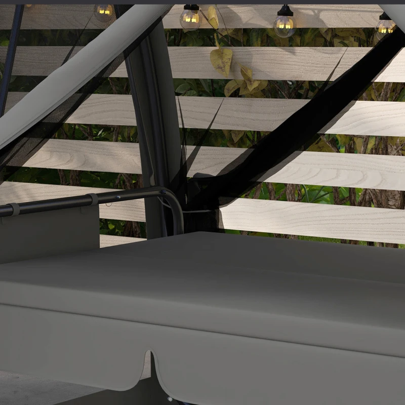 Best Three-Seater Convertible Swing Chair/Bed, with Curtained Canopy - Grey - Image 8