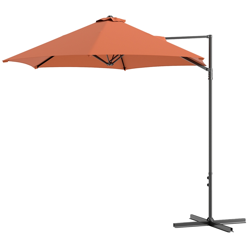 Best 2.5m Rotating Cantilever Parasol - Orange - Image 11