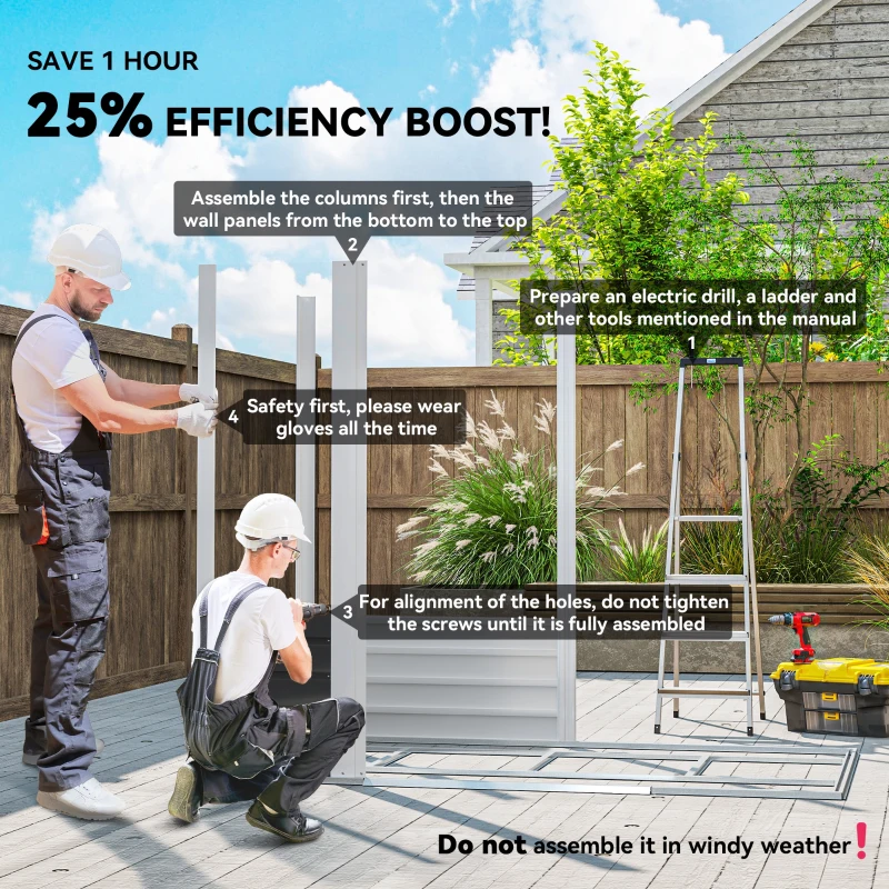 Best 7 x 4ft Garden Shed, Easy to Assemble, Upgraded Galvanised Steel Frame with Foundation Kit, Double Doors with Lock, Outdoor Metal Shed with Vents and Gloves, Garden Storage Shed, Dark Grey - Image 4