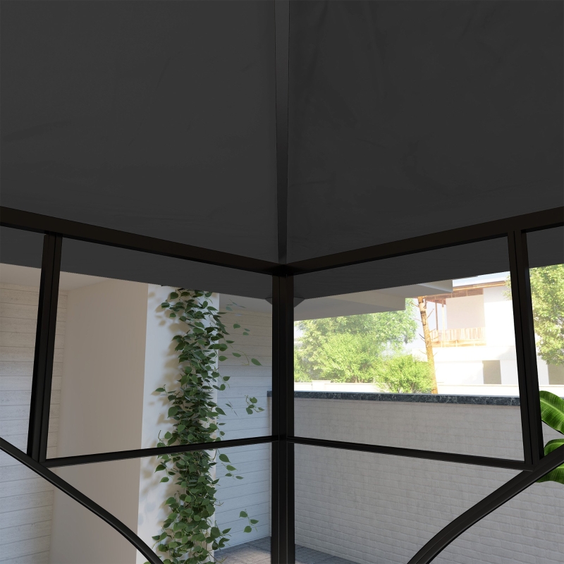 Best 3x3(m) Replacement Gazebo Canopy, Double Tier Roof Top for Garden, Patio, Outdoor, Black (TOP ONLY) - Image 9