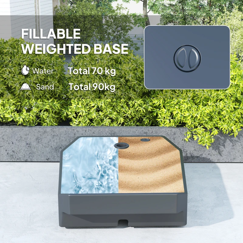 Best 3(m) Garden Cantilever Parasol with Fillable Base, Wind Protection Strap, Cover, Round Banana Hanging Umbrella with Crank Handle and Tilt, Patio Umbrella for Outdoor Sun Shade, UPF50+, Brown - Image 4