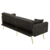 Modern Loveseat with Adjustable Backrest, Gold Legs, Side Storage Pockets, Sherpa Fabric Convertible Sofa Bed, 176L x 64W x 75H cm, Dark Grey - Image 16