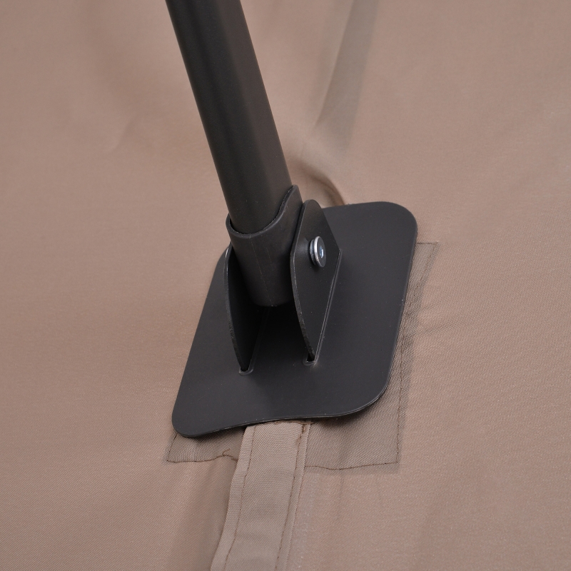 Best Double Canopy Offset Parasol Umbrella Garden Shade with 12 Support Ribs Crank Handle Easy Lift Twin Canopy Brown - Image 9