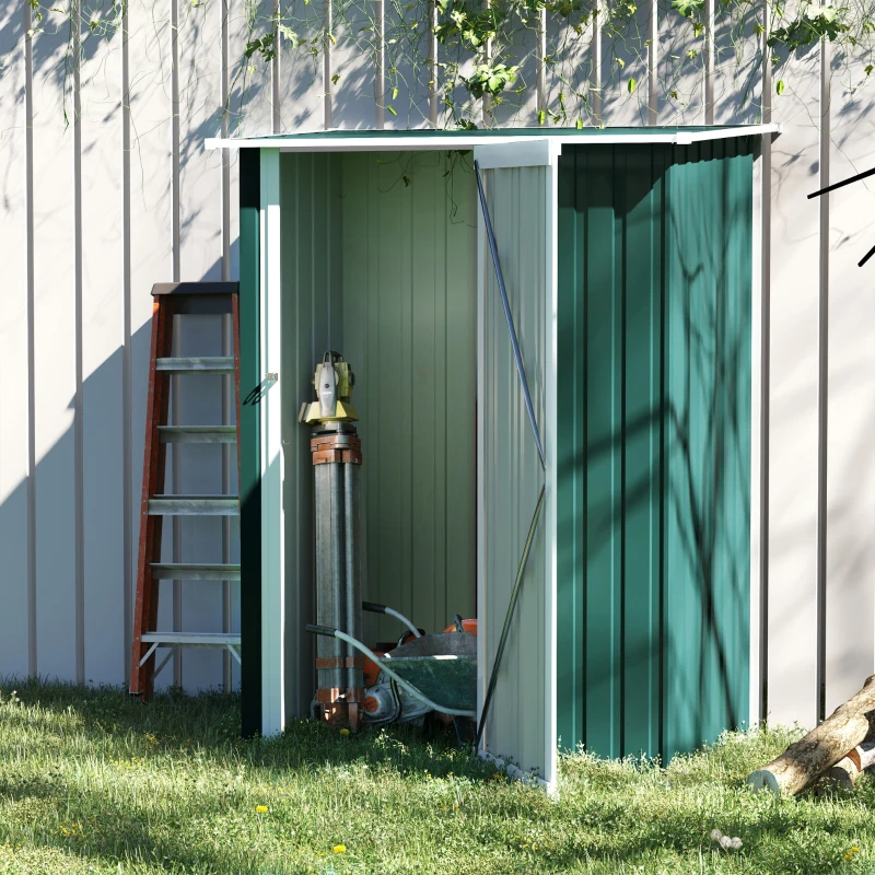 Best 5ft x 3ft Metal Garden Storage Shed, Outdoor Tool Shed with Sloped Roof, Lockable Door for Tools, Equipment, Green - Image 2
