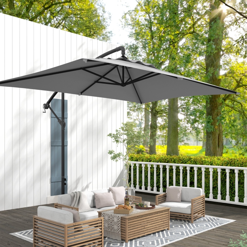 Best 3(m) Cantilever Overhanging Parasol, with Cross Base - Light Grey - Image 10