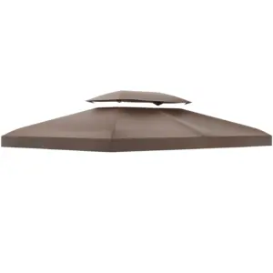 Best 3x4m Gazebo Canopy Replacement Cover, 2 Tier Top Roof UV Cover Garden Patio Outdoor Sun Awning Shelters, Brown (TOP COVER ONLY)