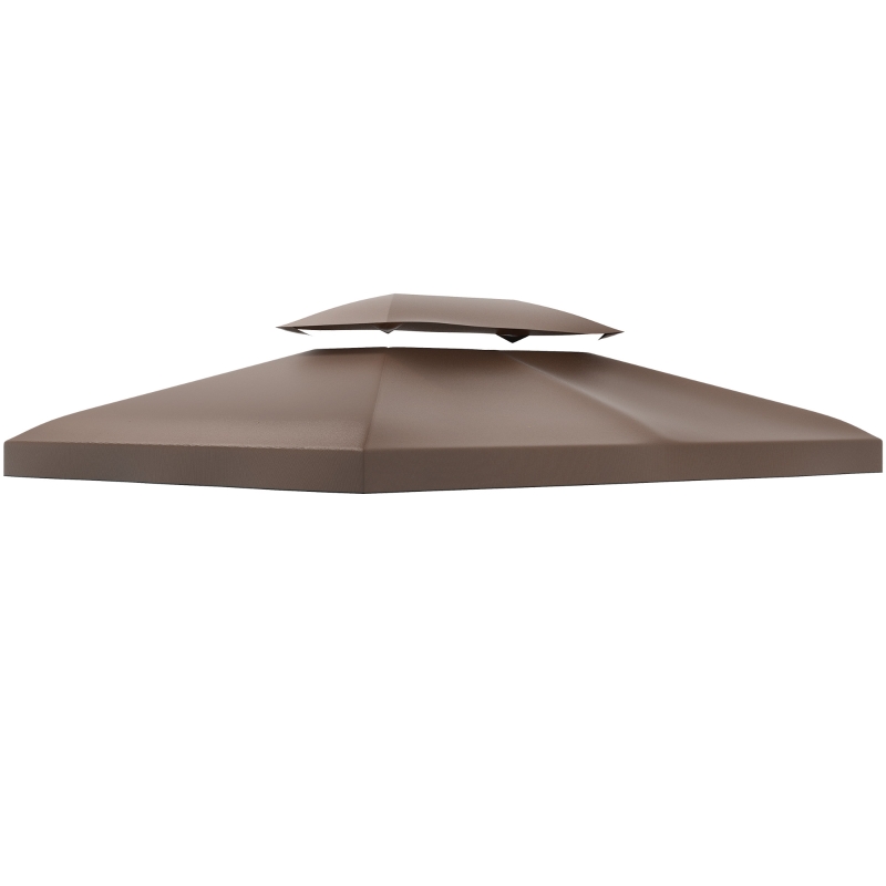 Best 3x4m Gazebo Canopy Replacement Cover, 2 Tier Top Roof UV Cover Garden Patio Outdoor Sun Awning Shelters, Brown (TOP COVER ONLY)
