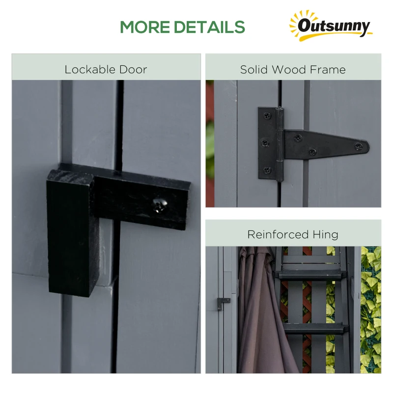 Best Garden Outdoor Storage Shed Outdoor Tool Shed with 3 Shelves and Tilt Roof, 129x51.5x180cm, Grey - Image 7